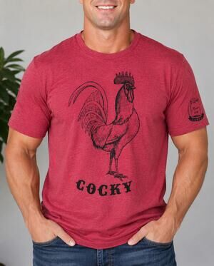 Mason Jar Label Cocky Rooster Graphic Tee Red Unisex 2XL NWOT